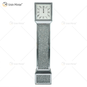 Relógio Espelhado WXMC-053 Elegante Diamante Prata Esmagado Relógio Avô