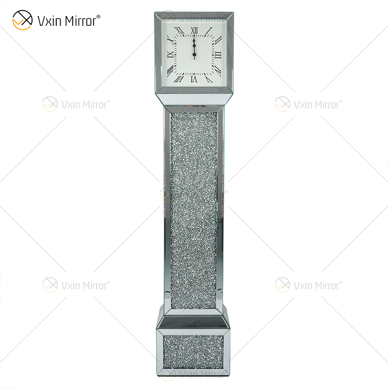 Relógio Espelhado WXMC-053 Elegante Diamante Prata Esmagado Relógio Avô