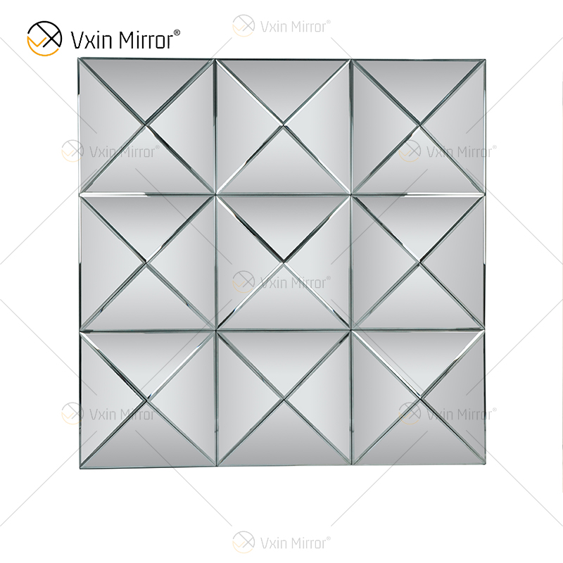 Parede Decora Prata 3D Elegante Quadrado Prata Pendurado Espelho Arte de Parede Decoração de Casa para Móveis de Sala de Estar WXM-1151