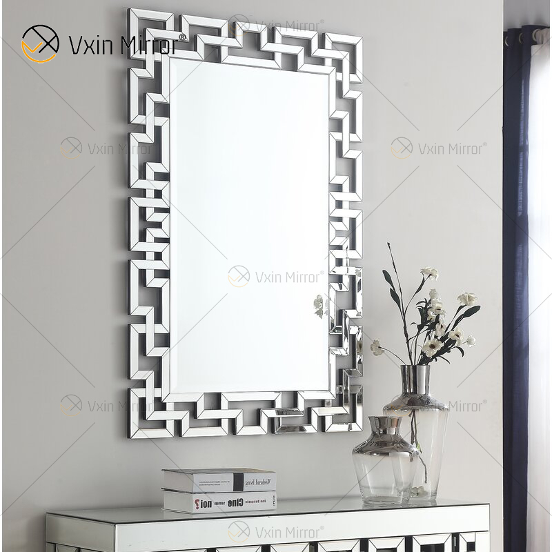 Venda Direta da Fábrica WXM-1516 Espelho de Parede Prata Retângulo Decoração Moderna Espelho de Parede