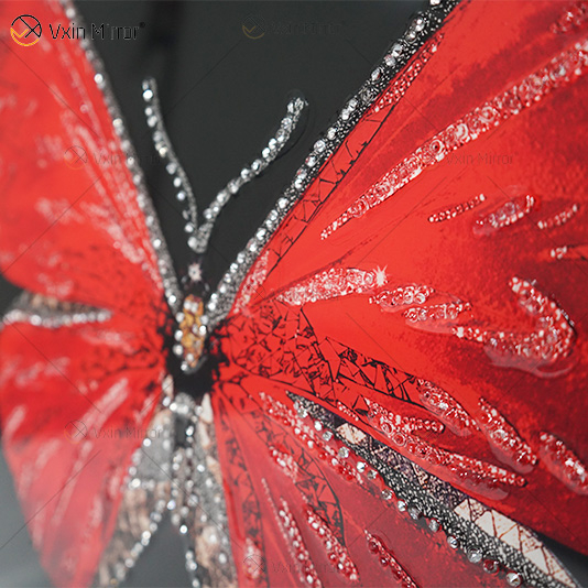 Vxin WXMA-58 Cristal Porcelana Pintura Resina Borboleta Moldura Coberta Espelho Decorativo Arte de Parede