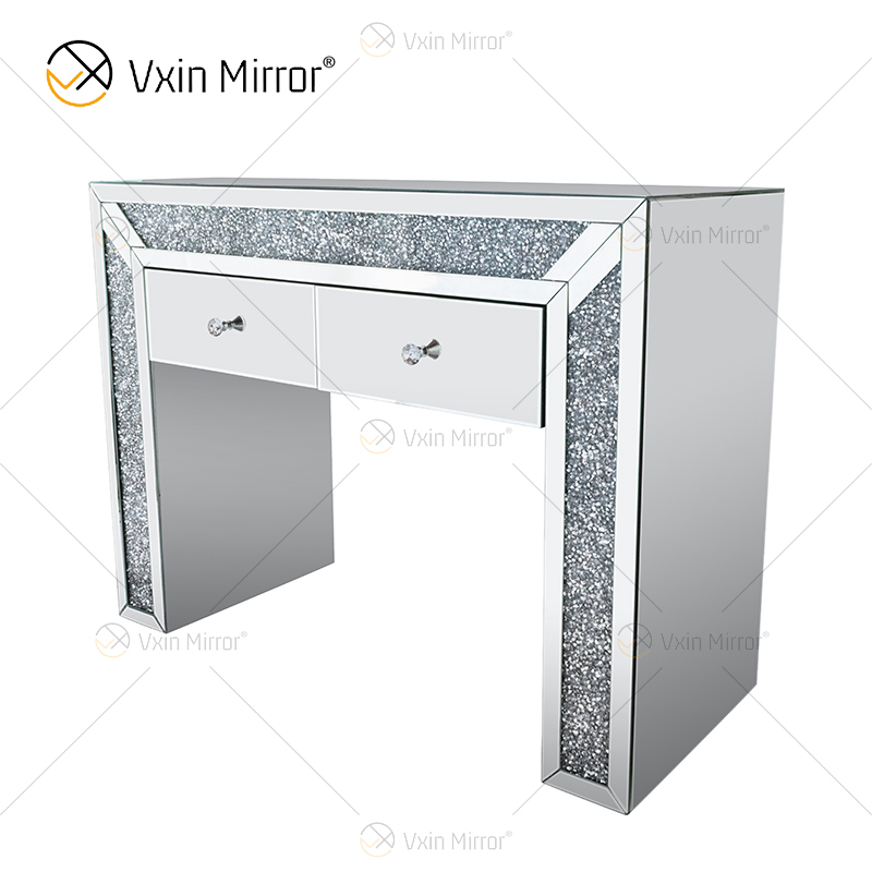 Art Decor WXF-061 Baú de canto espelhado com diamante esmagado com 2 gavetas
