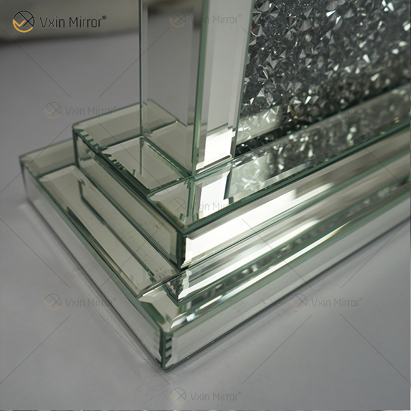 Novo design de fábrica WXMC-056 diamante britado espelho prata relógio de mesa retangular