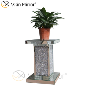 Decoração de sala de estar Vxin WXWF-723 Mesa Lateral Moderna Prata Diamante Triturado Mesa Final