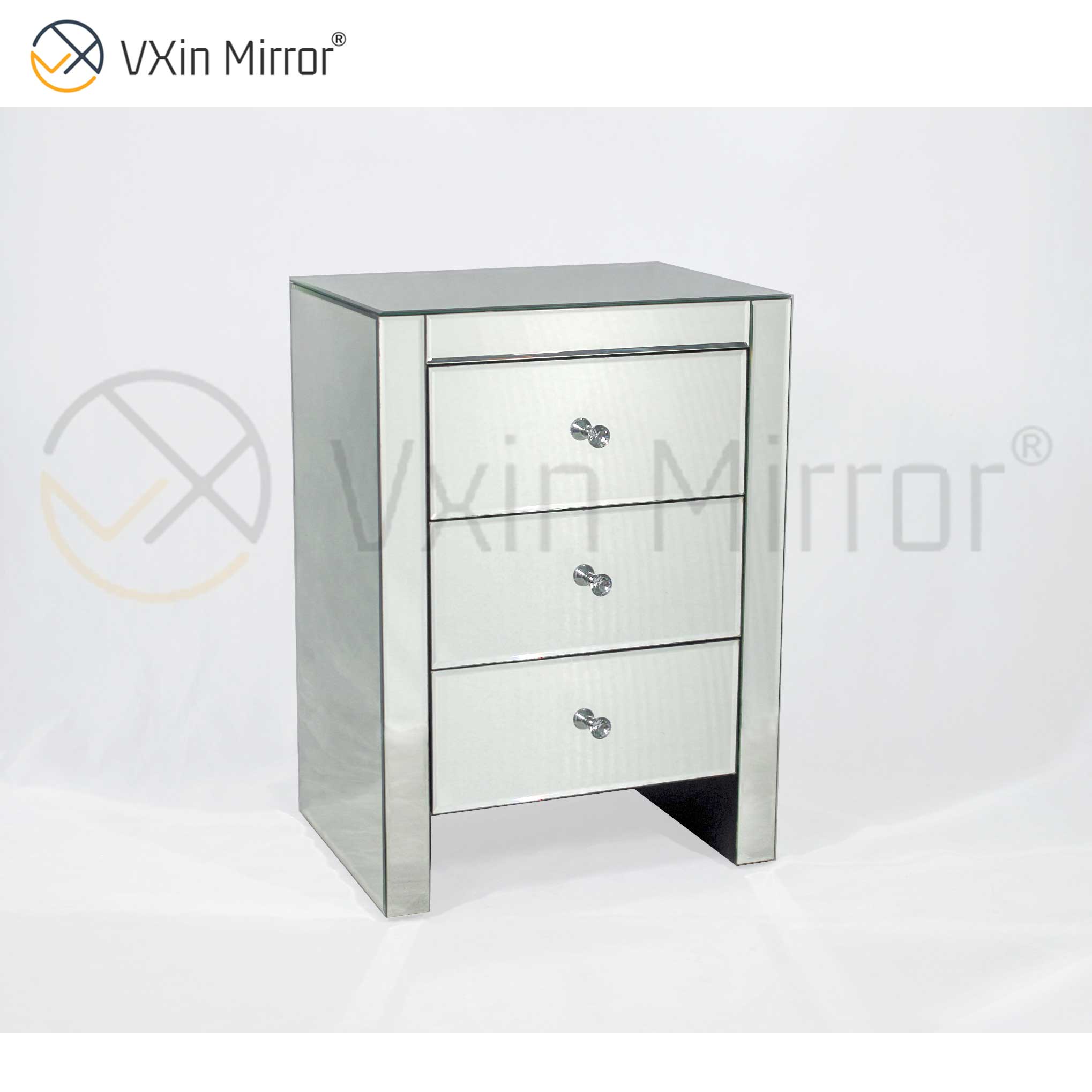 Móveis de quarto modernos mesa de cabeceira espelhada com gavetas personalizadas para sofás WXF-031