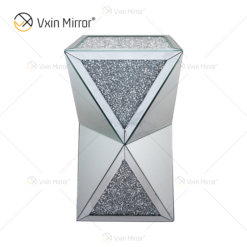 Venda imperdível de fábrica WXF-081 Prata Diamante Mesa Lateral 3D Luxo Moderna Mesa Lateral Espelhada