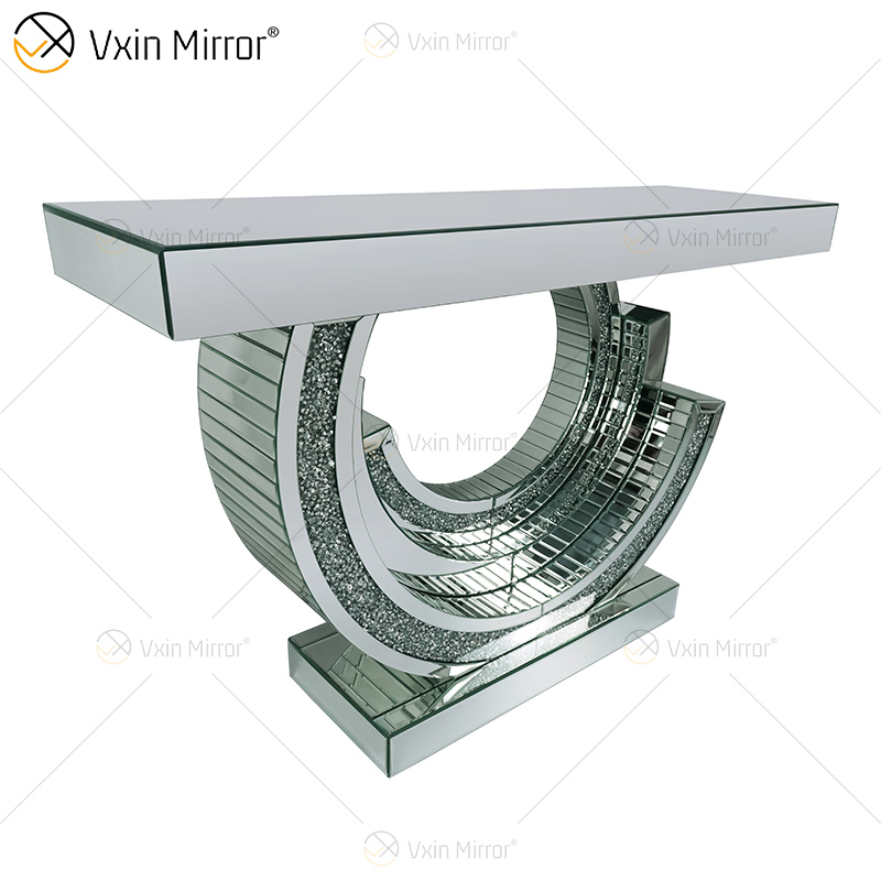 Mesa de console espelhada 3C diamante brilhante de fábrica original com espelho para móveis de sala de estar