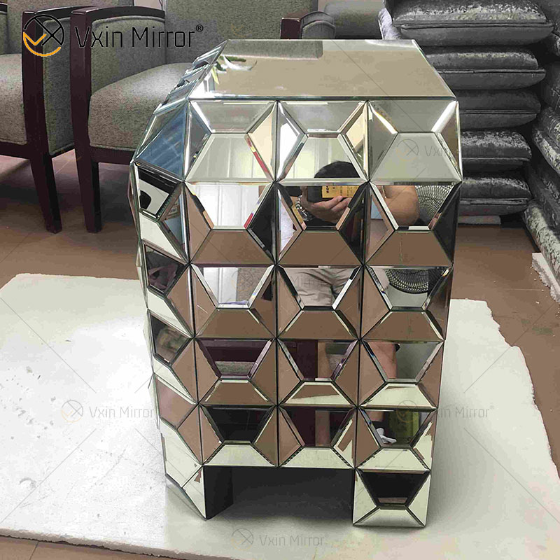 Novo design para decoração de casa sofás mesa final prata móveis espelho mesa de cabeceira WXWF-1026