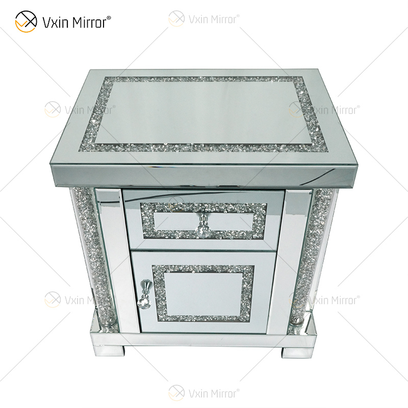 Vxin Espelho WXWF-144 Móveis espelhados Mesinha de cabeceira espelhada Mesa de cabeceira Armário mesa de cabeceira com 2 gavetas