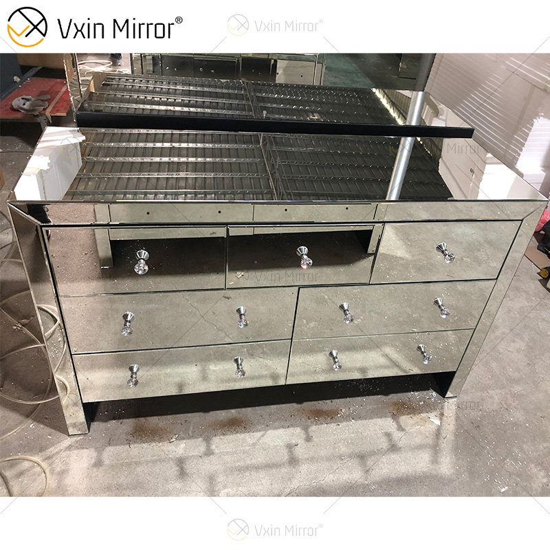 Armário Estilo Clássico WXF-817 Prata Moderno Muti Gavetas Armário Espelhado Personalizar Tamanho