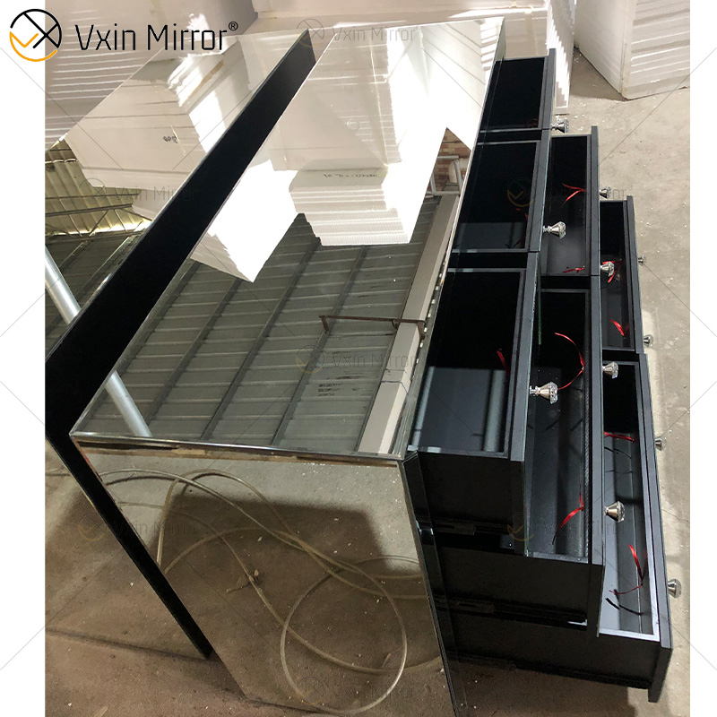 Armário Estilo Clássico WXF-817 Prata Moderno Muti Gavetas Armário Espelhado Personalizar Tamanho