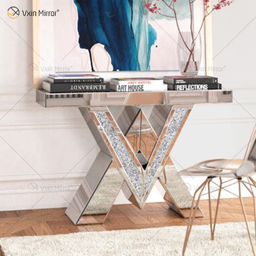 2022 Novos produtos Mesa de console de designer Mesas de console espelhadas de cristal de diamante esmagado