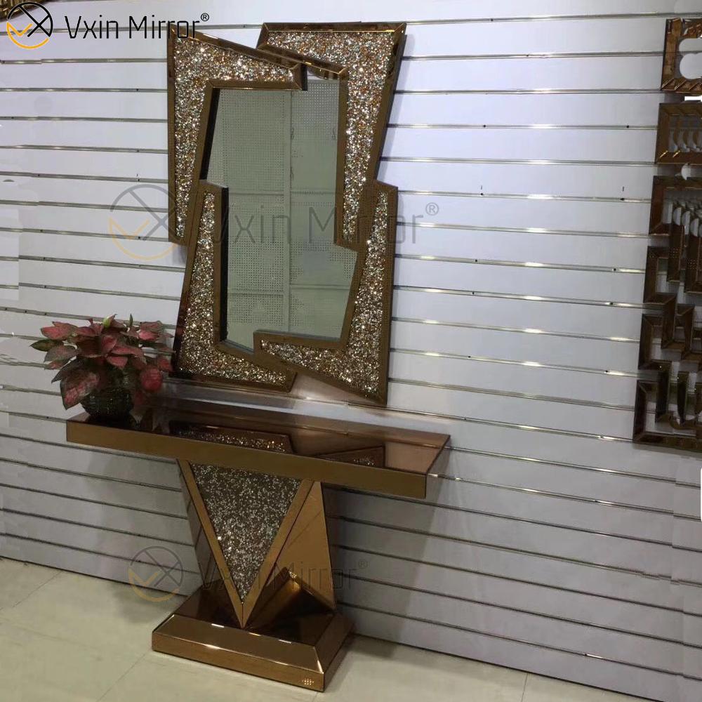 Móveis de espelho Vxin Móveis de mesa de console de espelho de diamante esmagado moderno