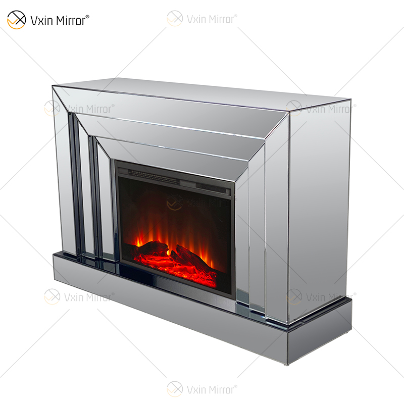 Lareira de espelho de vidro simples WXWF-1100 de venda imperdível com inserção de madeira de simulação interna para sala de estar