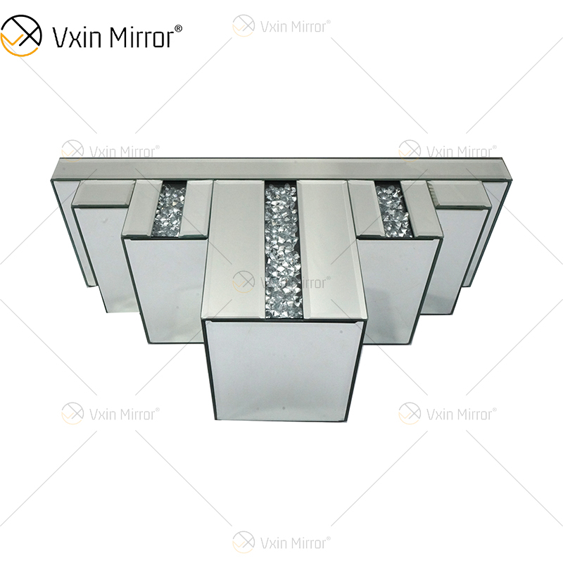Vxin Factory Supply WXS-007-2 Prata Decoração de Parede Prateada Vidro Prata e Espelho de Cristal Prateleira de Parede para Parede