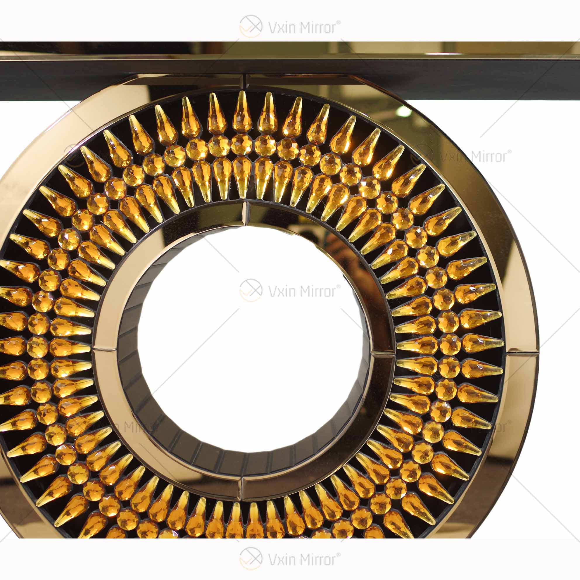 Venda imperdível 1.000 peças WXF-039 Marrom Dourado Luxo Mesa Console com Espelho Espelho Mesa Console