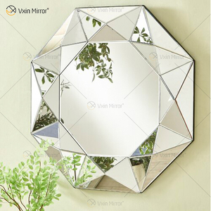 Espelho VXin WXM-1719 Moden Prata Vidro 3D Decorativo Espelho de Parede Decoração de Casa para Sala de Estar Quarto