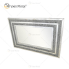 WXM-1776 Decoração de Parede Prata Diamante Esmerilado Espelho Pendurado na Parede