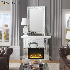 Moderno WXWF-1096 Sparkle Electric LED espelhado Lareira Espelho Cristal Esmagado
