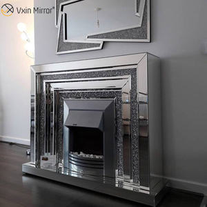 Decoração de casa WXWF-1095 Luxo para ambientes internos com espelho de diamante elétrico esmagado lareira com aquecedor em móveis de sala de estar
