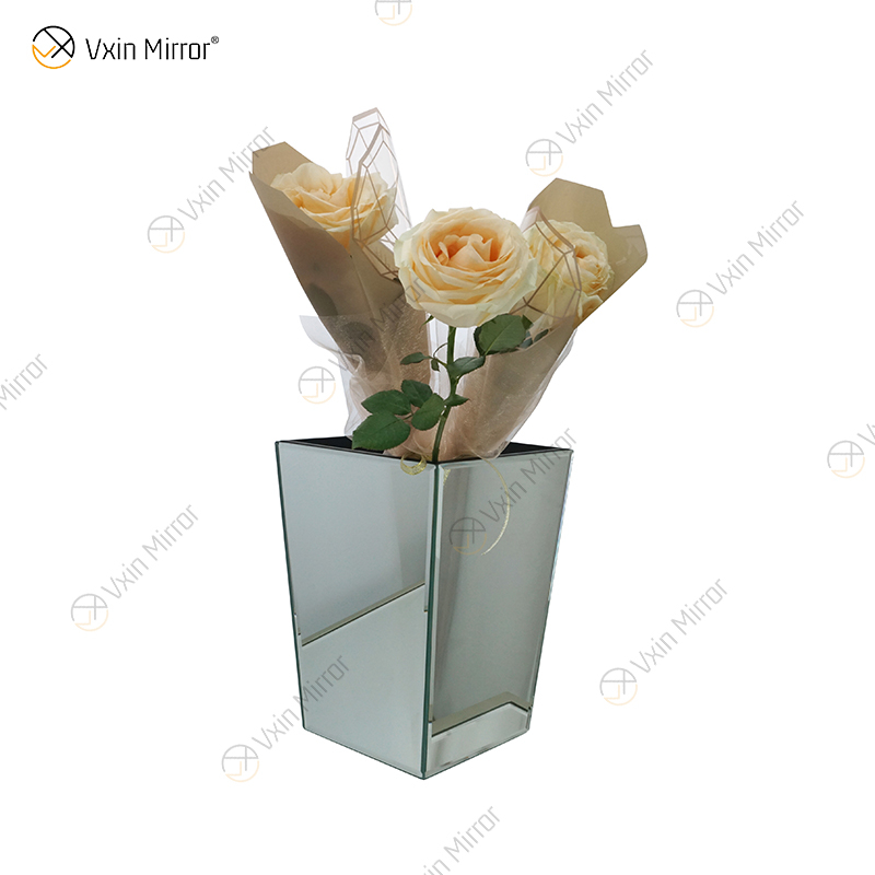 Vxin Espelho WXMV-034 Vaso Espelho Cristal Prata Vidro Decorativo Flor Elegante para Decoração de Casa Não Pode Reter Água