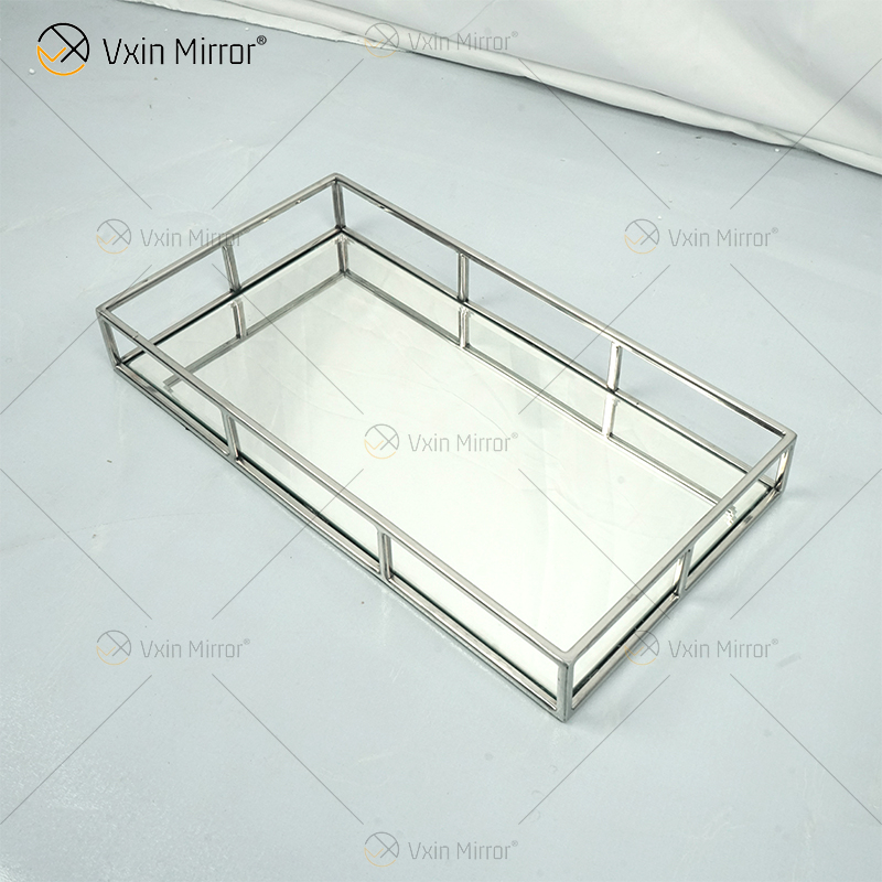 Venda imperdível espelho Vxin WXT-005 decoração moderna prata moldura de aço inoxidável espelhada bandeja tamanho 2