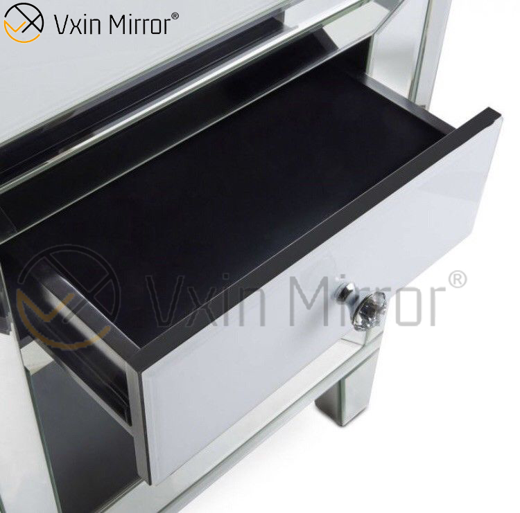 Venda imperdível para casa móveis de vidro branco 2 gavetas armário espelhado WXF-786