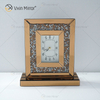 Novo design WXMC-077 Cristal Marrom Luxo Espelho Relógio de Mesa Retângulo