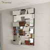 Espelho VXin WXM-1548 Moden Prata Vidro 3D Decorativo Espelho de Parede Decoração de Casa para Sala de Estar Quarto