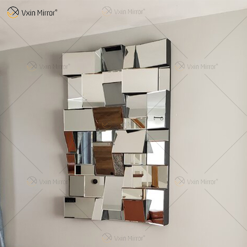 Espelho VXin WXM-1548 Moden Prata Vidro 3D Decorativo Espelho de Parede Decoração de Casa para Sala de Estar Quarto