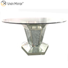 2020 novo design WXF-100 diamante esmagado mesa de jantar redonda de prata com tampo de mesa de vidro temperado