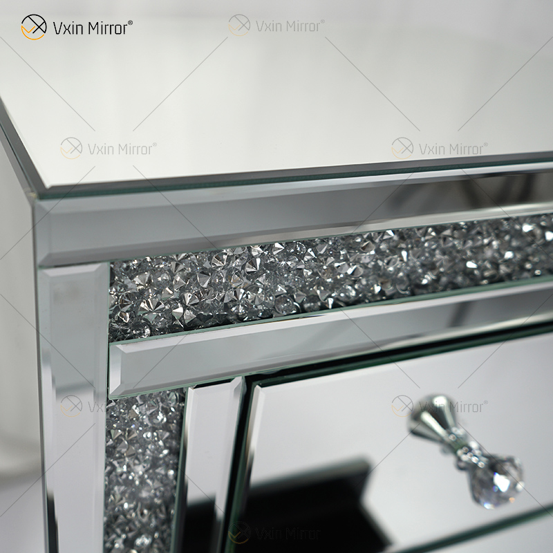Mesa de cabeceira de acrílico Vxin WXWF-716 moderna 3 gavetas espelhada