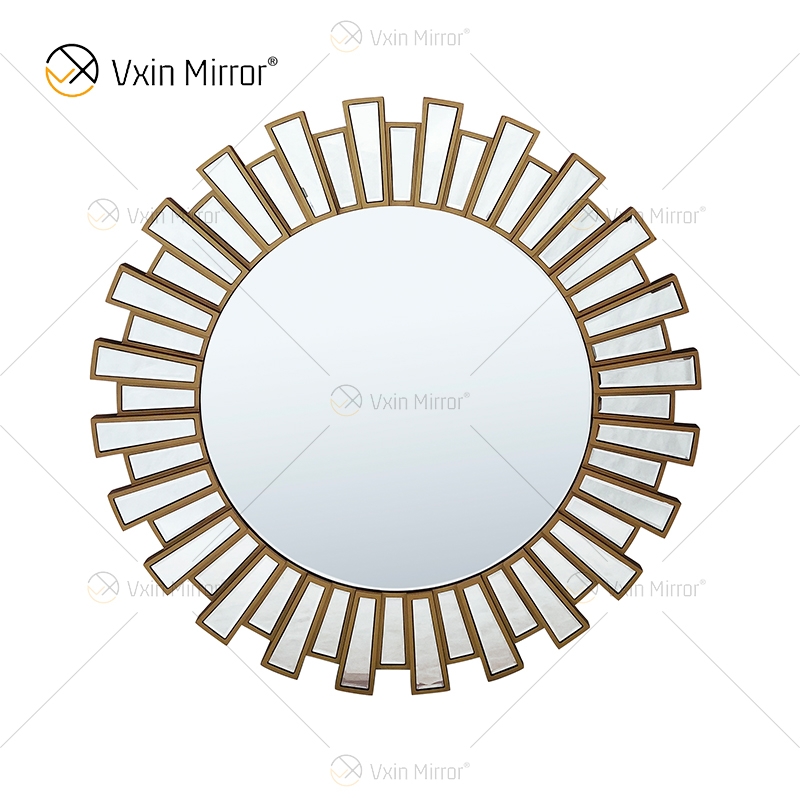 Moldura de vidro espelho redondo veneziano de parede WXM-2484 Decoração de casa adesivo de parede interior para banheiro