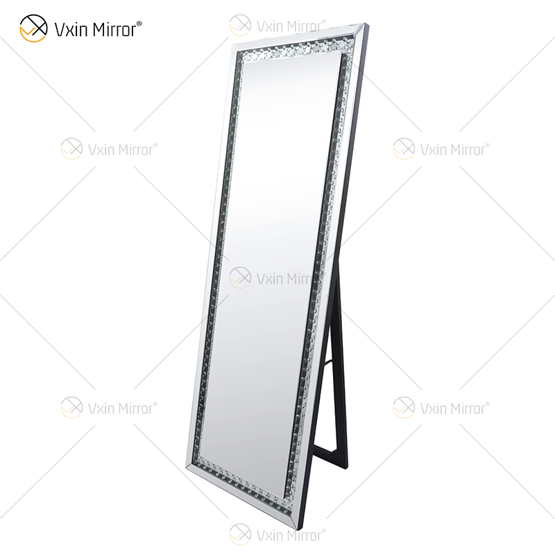 Venda imperdível WXFL-2588 moderno cristal octógono espelho de corpo inteiro prata espelho de chão