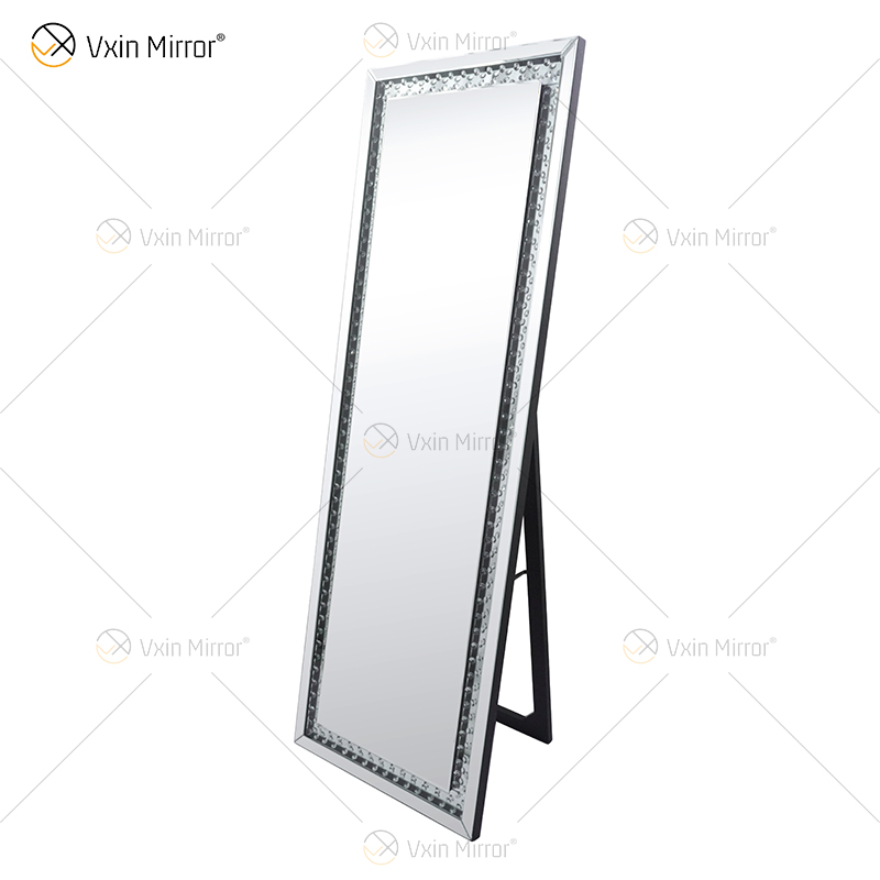 Venda imperdível WXFL-2588 moderno cristal octógono espelho de corpo inteiro prata espelho de chão