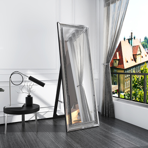 Venda imperdível WXFL-2588 moderno cristal octógono espelho de corpo inteiro prata espelho de chão