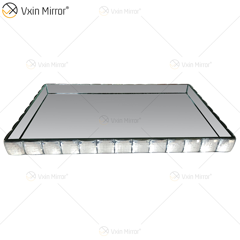 Vxin espelho WXT-004 decoração moderna prata marrom espelhado bandeja de joias retangular