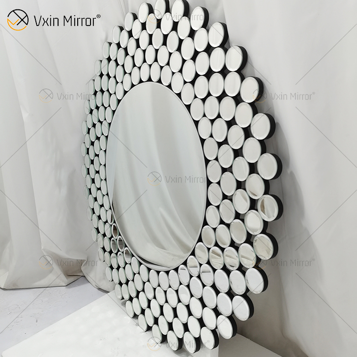 Espelho de parede de vidro decorativo de parede de forma geométrica moderna simplicidade redondo WXM-2239 WXM-2239