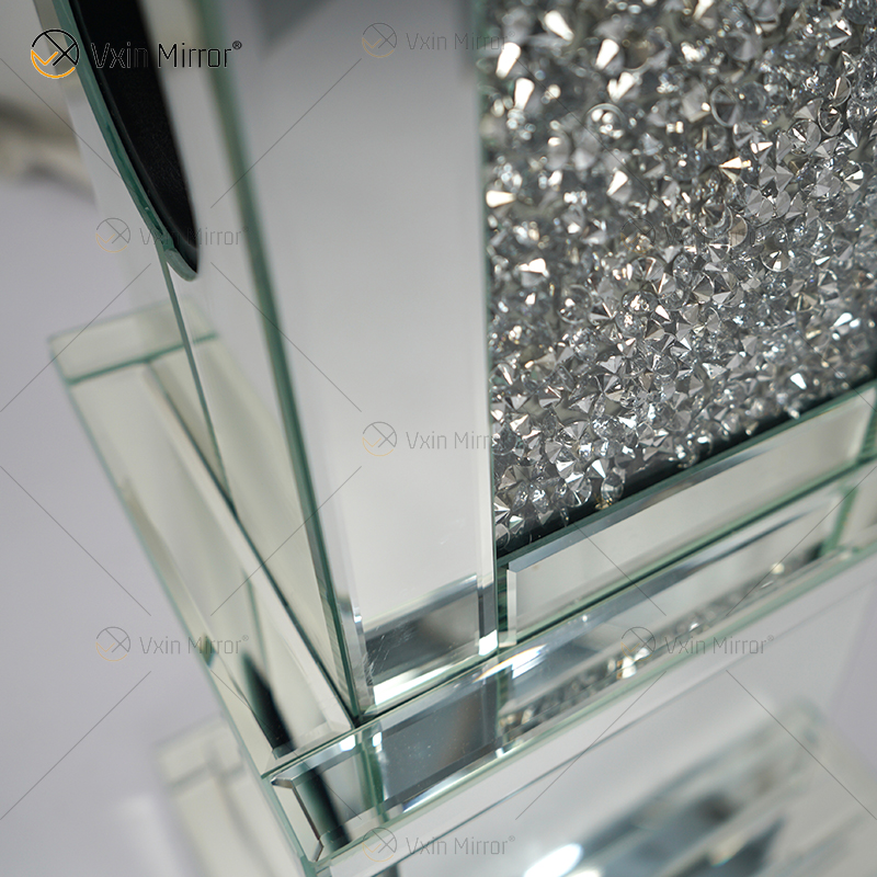 WXF-143 Esmagado Diamante Espelhado Cristal Flutuante Espelho Prata Suporte Para Garrafa De Armazenamento De Vinho
