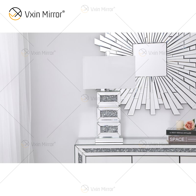 Fornecimento de fábrica WXTL-141 Moderno Cristal Prata Acrílico LED Lâmpada Espelho de Mesa para Luz Quente