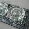 Porta-velas com nome personalizável moderno e elegante WXCH-002 em vidro prateado com diamante esmagado