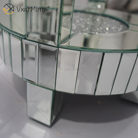 Barato WXF-095 Novo Design Moderno Mesa Lateral Redonda Sala de Estar Prata Esmagado Diamante Luxo Espelho Mesa Lateral