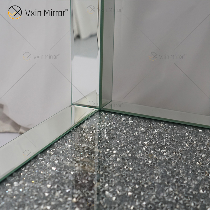 Móveis Espelhados Vxin WXF-117-4 Moderno Elegante Diamante Triturado Mesa Final