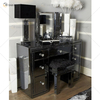 Conjunto de móveis de quarto espelhado de venda imperdível guarda-roupa de cama espelhada diamante preto esmagado com mesa de cabeceira