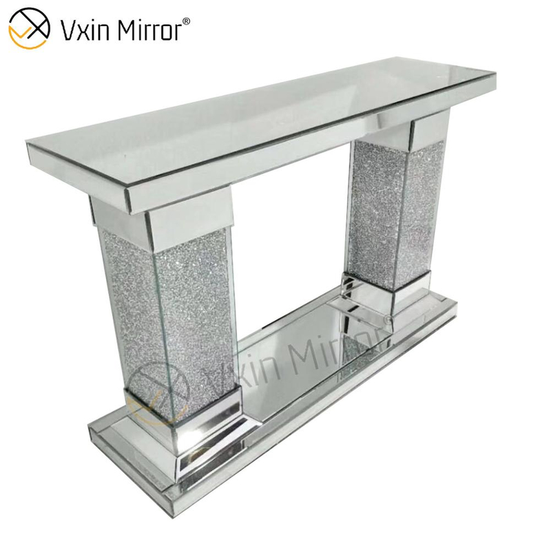 Venda imperdível de fábrica antiga moderna mesa de corredor WXF-082 cristal prata espelho espelho estreito mesa console