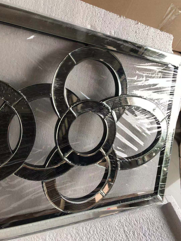 Vintage Luxo Prata Clássico Hotel Espelho Decorativo Parede Decoração Retângulo 3D Móveis para Sala de Estar