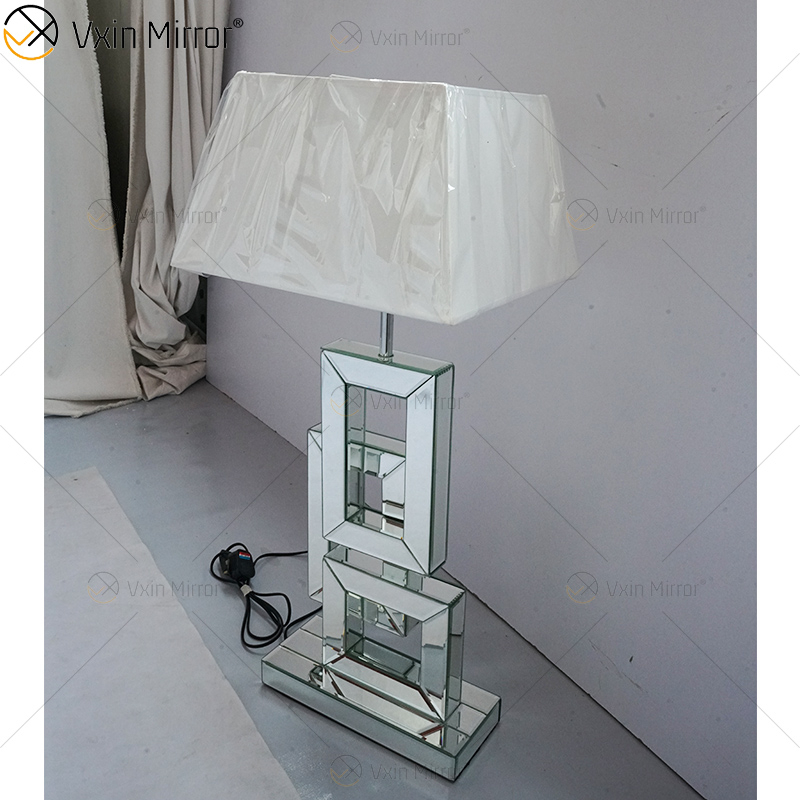 Fornecimento de fábrica WXTL-001 moderno espelho de mesa 3D prata com abajur para quarto