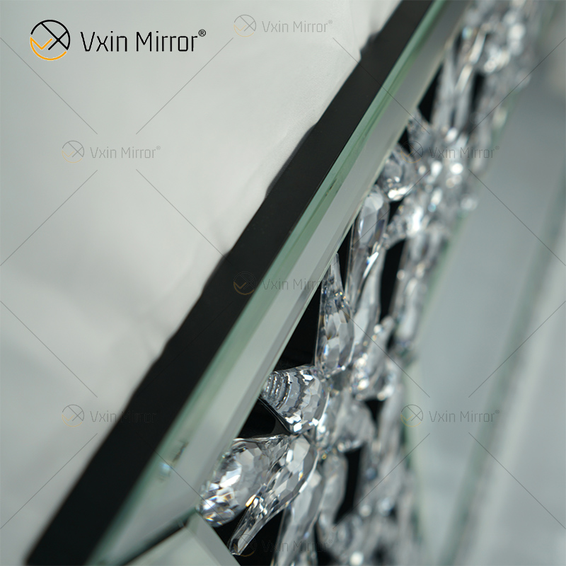 Manufactory atacado elegante WXM-1095 decoração moderna casa prata cristal decorativo espelho de parede