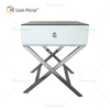 Mesa de cabeceira de cristal para móveis de aço inoxidável prata moderna WXF-046 com 1 gavetas mesa de cabeceira espelhada