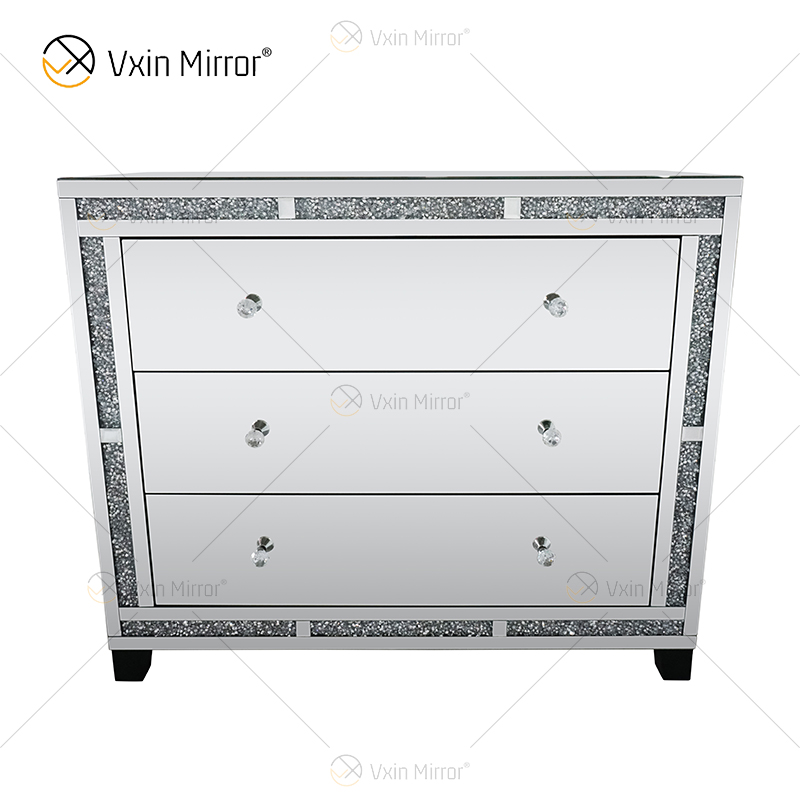 Armário de armário espelhado com diamantes para decoração de casa WXF-856 com gavetas muti